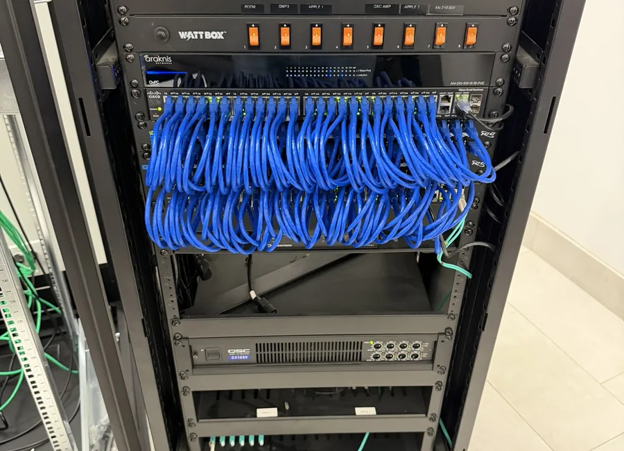 Network cabinet and rack cabling