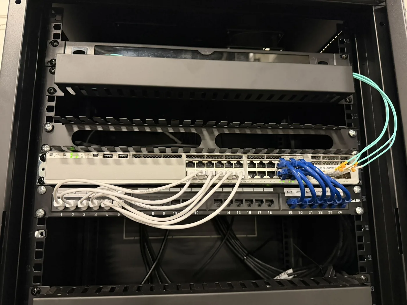 Clean structured cabling and network rack installation
